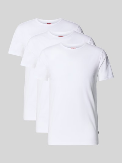 Levi's® Regular Fit T-Shirt aus Baumwoll-Mix in 3er-Pack Modell 'MEN SOLID' Weiss 1