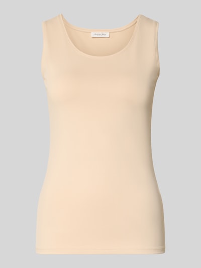 Produktfoto, Slim Fit Top mit Rundhalsausschnitt von Christian Berg Woman in Beige, ärmellos, elastischer Material-Mix, glatte Textur