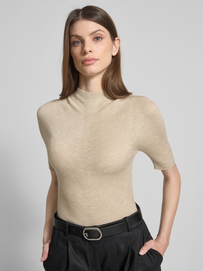 BOSS Slim fit pullover van scheerwol Beige gemêleerd - 3