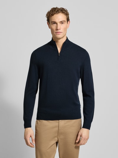 BOSS Regular fit schipperstrui van een mix van scheerwol en kasjmier, model 'HEMARLO' Marineblauw - 4