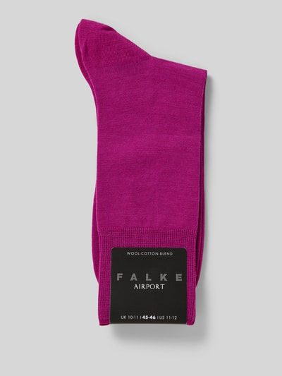 Produktfoto, Socken mit geripptem Abschluss von Falke in Pink, Schurwoll-Baumwoll-Mix mit Stretch-Anteil, körpernaher Schnitt, strukturierte Oberfläche.