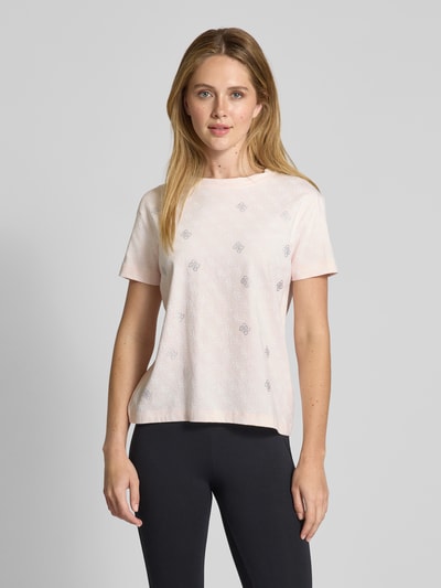 Guess Activewear T-shirt met geribde ronde hals, model 'CHRYSANTA' Roze - 4