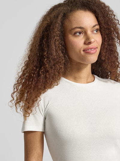 PIECES Slim Fit T-Shirt aus Baumwoll-Mix Modell 'RUKA' Weiss 3