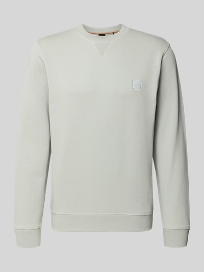 Produktfoto, Relaxed Fit Sweatshirt aus reiner Baumwolle Modell 'WESTART' von BOSS Orange in Unifarbe, Label Patch, Rundhals, langarm, Sweatstruktur