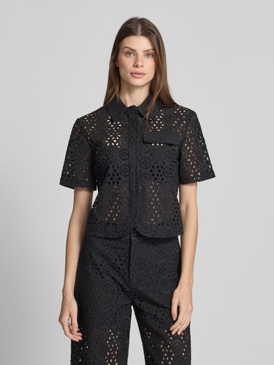 Liu Jo White Hemdbluse mit Lochstickerei Black 4