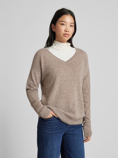 Christian Berg Woman Kaschmirpullover mit V-Ausschnitt Taupe Melange 4