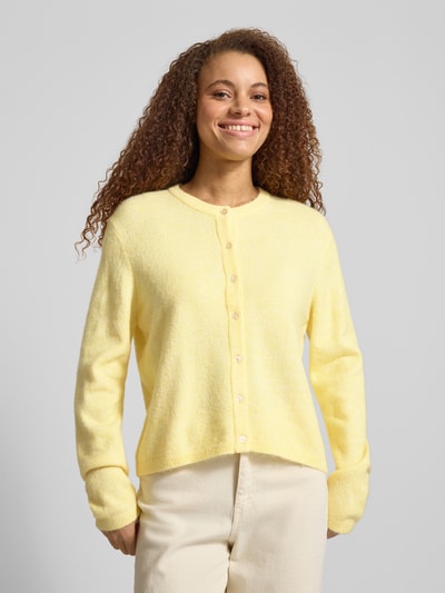 ONLY Regular fit gebreid jack met enkelrijige knoopsluiting Model 'SIMONI' Lichtgeel - 3
