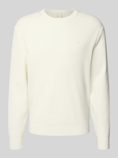 CK Calvin Klein Relaxed fit pullover in gebreide look, model 'Texture' Offwhite - 2
