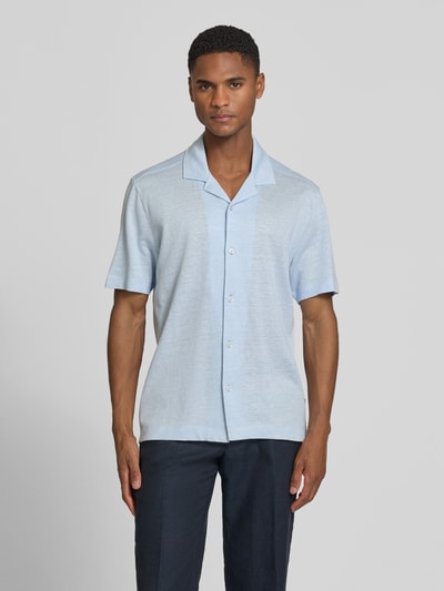 BOSS Regular Fit Freizeithemd aus Leinen-Baumwoll-Mix Modell 'H-POWELL' Bleu 4