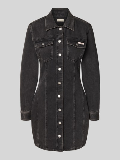 Calvin Klein Jeans Minikleid in Denim-Optik mit Logo-Patch Black 2