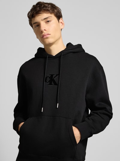 Calvin Klein Jeans Regular Fit Hoodie mit Logo-Patch Modell 'Fleece' Black 3