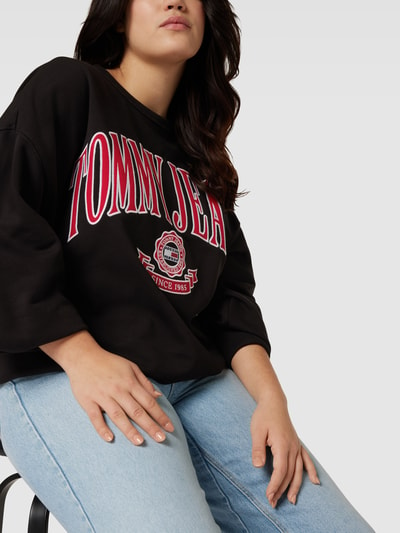 Tommy Jeans Curve PLUS SIZE Sweatshirt mit Logo-Stitching Modell 'VARSITY' Black 3