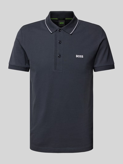 BOSS Green Regular Fit Poloshirt mit Label-Stitching Modell 'Paule' Marine 1