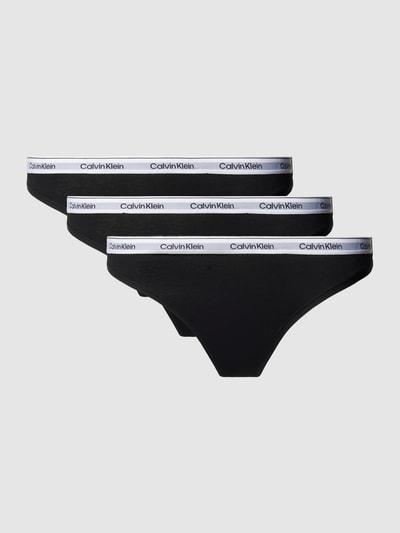 Calvin Klein Underwear String met elastische band in een set van 3 stuks Zwart - 1