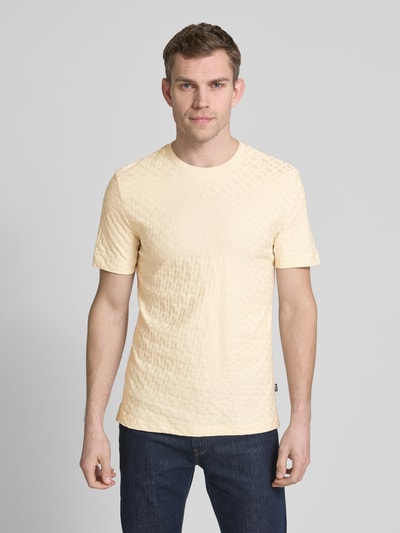 BOSS T-shirt met structuurmotief, model 'Thompson' Offwhite - 4