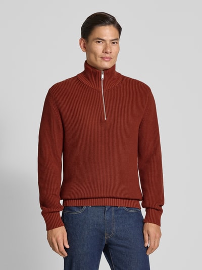 MCNEAL Strickpullover mit Troyer-Kragen Dunkelrot 4