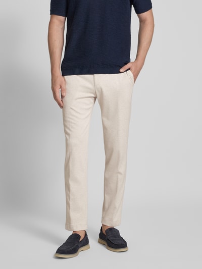 JOOP! Collection Spodnie męskie JOOP! Collection;Mieszanka wiskozy ze streczem;Krój slim fit;Model ‘Sake’;Elastyczny pas;Tunel;Szerokość w pasie w rozmiarze 50: 43 cm;Długość wewnętrzna nogawki w rozmiarze 50: 80 cm Beżowy 4