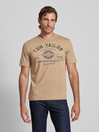 Tom Tailor Herren T-Shirt mit Statement-Print Mittelbraun 4
