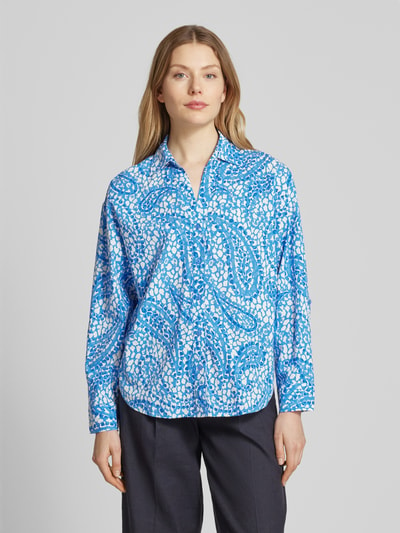 s.Oliver RED LABEL Relaxed fit overhemdblouse van puur katoen Blauw - 4