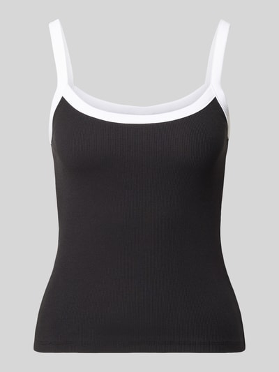Produktfoto, Slim Fit Tank Top aus Bio-Baumwoll-Mix Modell 'MAY' van Pieces, look: effen, fijnribstructuur, u-hals, smalle bandjes