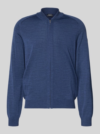 Produktfoto, Strickjacke aus Schurwolle mit Reißverschluss von MAERZ Muenchen in Blau, Stehkragen, Regular Fit, feine Stricktextur
