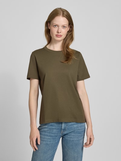 Vero Moda T-shirt o kroju regular fit z czystej bawełny model ‘PAULINA’  Oliwkowy 4
