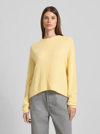 American Vintage Oversized gebreide pullover met ronde hals, model 'NENYBA' Lichtgeel - 4