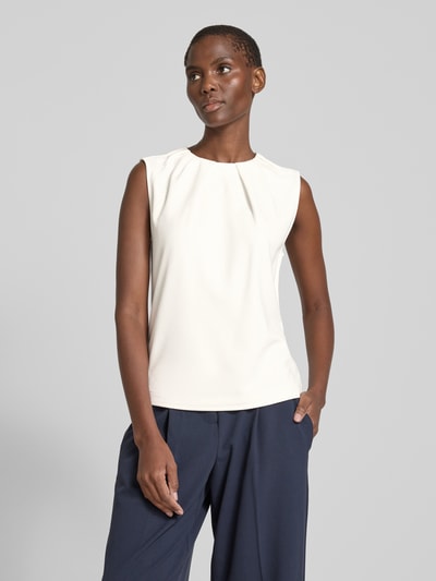 s.Oliver BLACK LABEL Regular fit top van een viscosemix met plooien op de hals Offwhite - 4