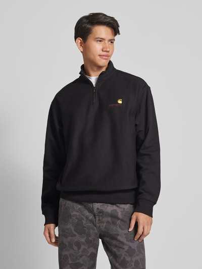 Carhartt Work In Progress Sweatshirt mit Troyer-Kragen Modell 'AMERICAN SCRIPT' Black 4