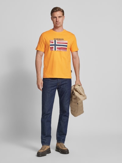 Napapijri T-Shirt mit Label-Print Modell 'LARI' GELB 1