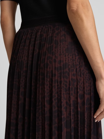 s.Oliver BLACK LABEL Fließender Midi-Rock mit Leo-Print Dunkelbraun 3