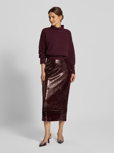 YAS Midirock mit Pailletten Modell 'ROYALINA' Bordeaux 1