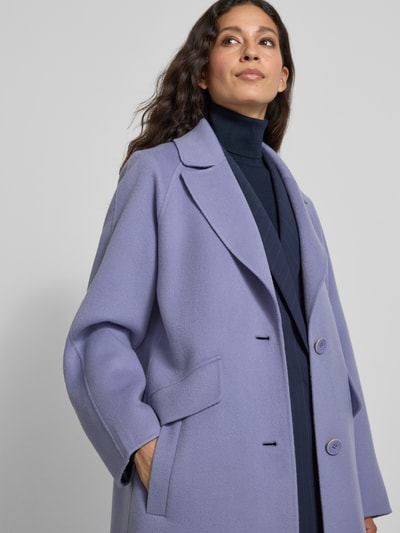 Marc Cain Płaszcz wełniany o szerokim kroju z podwójną listwą guzikową Lawendowy 3