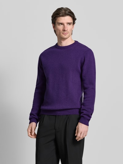 Casual Friday Oversized Strickpullover mit gerippten Abschlüssen Lila 4