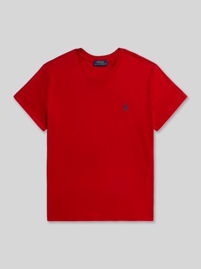 Produktfoto, leuchtend rotes Regular Fit T-Shirt aus reiner Baumwolle von Polo Ralph Lauren, glatte Oberfläche, Damen T-Shirt