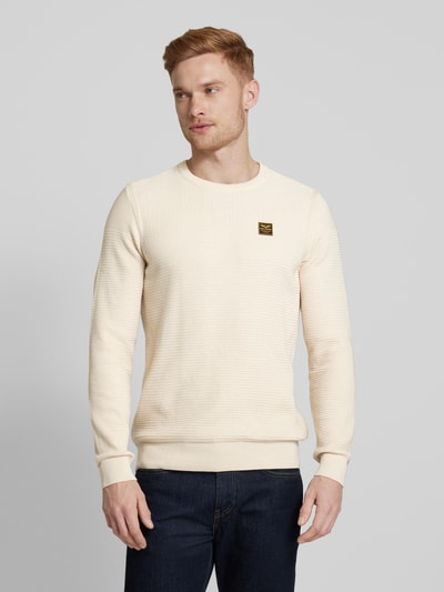 PME Legend Gebreide pullover met labelpatch Offwhite - 4