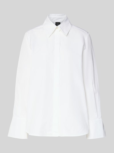 Produktfoto, Hemdbluse mit Knopfleiste von Marella in Weiß, reine Baumwolle, lockerer Schnitt, Hemdblusenkragen, klare Linien, glatte Struktur
