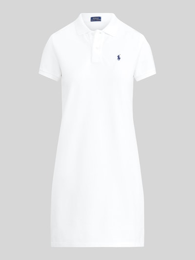 Produktfoto, weißes Regular Fit Minikleid mit Logo-Stitching Modell 'Polo' von Polo Ralph Lauren aus reiner Baumwolle, Polokragen, kurze Ärmel