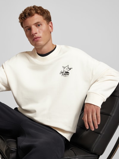 MAISON KITSUNE Sweatshirt mit Label-Stitching Sand 3