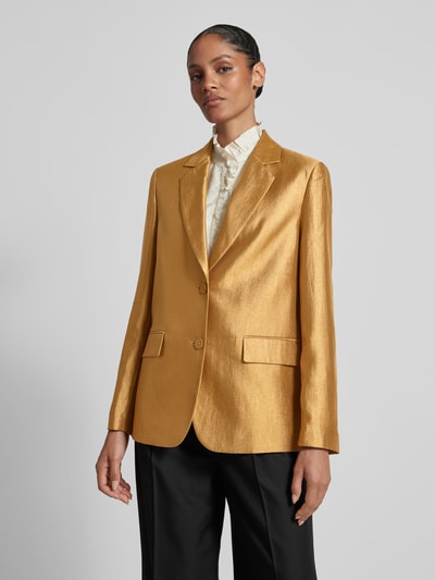 Jake*s Collection Regular fit blazer van viscosemix met klepzakken Goud gemêleerd - 4