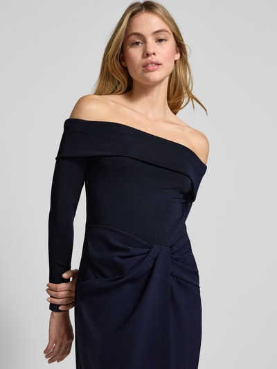 Lauren Ralph Lauren Avondjurk met carmenhals, model 'SAKARIS' Marineblauw - 3