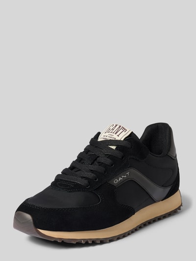 Produktfoto, Sneaker aus Leder-Mix Modell 'Beja' von GANT, schwarze Oberfläche mit beigem Sohlenrand, Damen Sneaker von GANT