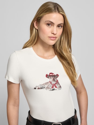 Marc Cain T-shirt met motief en ronde hals Wit - 3