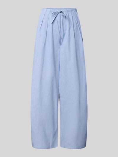 Produktfoto, lichtblauwe stoffen broek van puur katoen, wide leg, elastische band met tunnelkoord, Model 'FEOLY' van American Vintage, Dames, Bandwijdte maat S 34 cm, Binnenbeenlengte maat S 71 cm