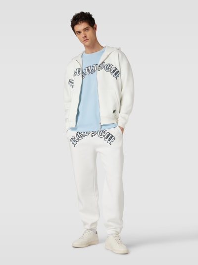 REVIEW Oversized Sweatjacke mit Label-Print Offwhite 1