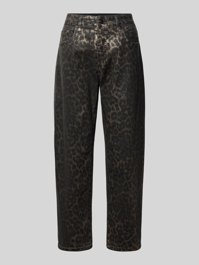 MAC Barrel Jeans mit Animal Print Mittelbraun 1