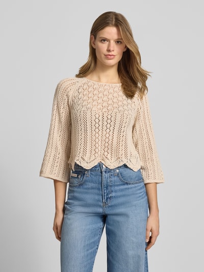 ONLY Cropped Pullover aus Baumwoll-Mix Modell 'NOLA' Sand 4