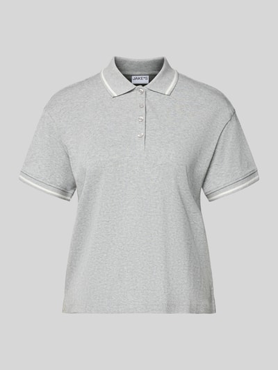 Produktfoto, Regular Fit Poloshirt aus Baumwolle von Jake*s Casual, szary kolor, krój regular fit, kołnierzyk polo, czyste bawełna, elastyczne zakończenia rękawów, długość tyłu w rozmiarze M: 54 cm