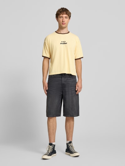 ANOTHER COTTON LAB T-Shirt mit Label-Print und Rundhalsausschnitt Beige 1