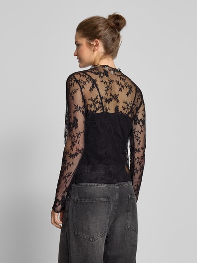 Only Langarmbluse aus Mesh mit floralem Muster Modell 'LINLEY' Black 5